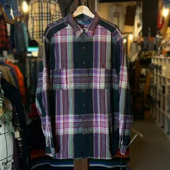 POLO RALPH LAUREN ポロ ラルフローレン 90's  Southwestern TRIBAL Flannel Shirt 高配色 2ポケット ネル シャツ 長袖シャツ 90年代 90s パープル