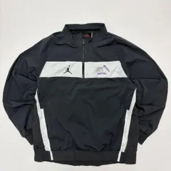 JORDAN ジョーダン ハーフジップ ナイロンジャケット プルオーバー XL 黒白 ブラック 刺繍ロゴ チームロゴ バスケ US古着 ストリート スポーツMIX ジャンプマン オーバーサイズ アノラック ウィンドブレーカー【6059SA】