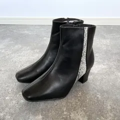  CAVOUR カヴール ブーツ クロコ シンプル ショート スクエアトゥ 太めヒール トレンド 秋冬 サイドファスナー プチプラ 10-8561