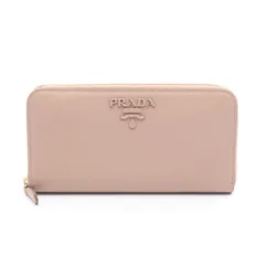 プラダ PRADA ラウンド長財布 ピンクベージュ レザー サフィアーノレザー ラウンド長財布 レディース Used A