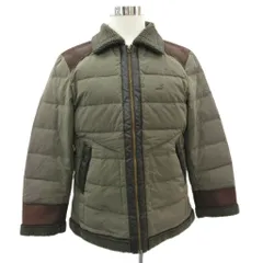 クロコダイル CROCODILE ダウンジャケット M カーキ ボア襟 ジップアップ ミドル丈 /YS43 ■GY58