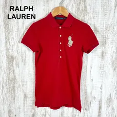 00s RALPH LAUREN ラルフローレン 針金 ビッグポニーロゴ 鹿の子 半袖 ポロシャツ レッド y2k 平成ギャル レディース トップス
