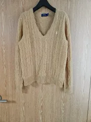 POLO RALPH LAUREN Vネック ウール カシミア ケーブルニット