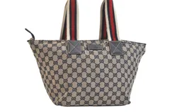 GUCCI グッチ シェリーライン ハンドトートバッグ GGキャンバス レザー 131230 ネイビー 5761N