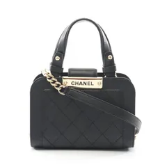 シャネル CHANEL ショルダーバッグ マトラッセ ブラック レザー マトラッセ 2wayショルダーバッグ レディース Used B