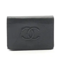 シャネル CHANEL 三つ折り財布 ココマーク ブラック レザー ココマーク 三つ折り財布 レディース Used A