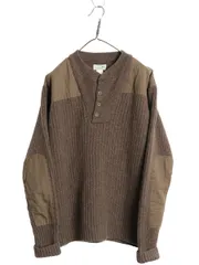 【お得なクーポン配布中!】 00s エルエルビーン コマンド ニット セーター メンズ XL / リブ編み メリノ ラム ウール ヘンリーネック エルボーパッチ 大きいサイズ 茶