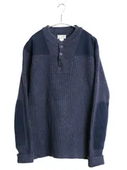 【お得なクーポン配布中!】 00s エルエルビーン コマンド ニット セーター メンズ XL / リブ編み メリノ ラム ウール ヘンリーネック エルボーパッチ 大きいサイズ 紺