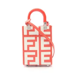 フェンディ FENDI ハンドバッグ サンシャインショッパー ミニ 8BS051 オレンジ/ホワイト レザー サンシャイン ショッパー ミニ レディース Used A