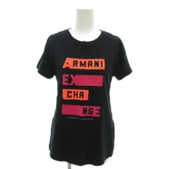 アルマーニエクスチェンジ A/X ARMANI EXCHANGE 美品 Tシャツ 半袖 ラウンドネック ロゴプリント スパンコール S 黒 ブラック ピンク /YJ ■GY61