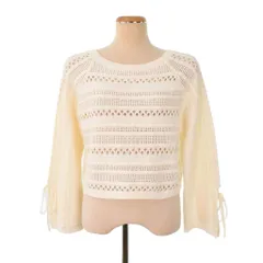 ナチュラルビューティーベーシック NATURAL BEAUTY BASIC 25AW 透かし編みリボンスリーブ ニット セーター FR アイボリー ■FY