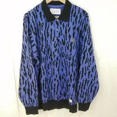 WACKO MARIA ワコマリア レオパードニットポロシャツ 長袖 パープル Mサイズ