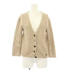 バーバリー ロンドン BURBERRY LONDON ニットカーディガン 長袖 Vネック ショート丈 かぎ編み 1 ベージュ /BB
