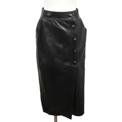 シャネル レザースカート ロング サイズ40 巻きスカート ブラック