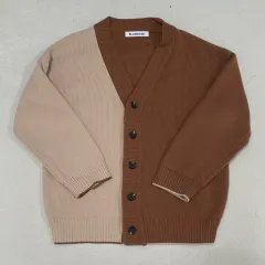 L ブロンドナイン バイカラー 半々 ニット カーディガン 0204