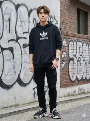 アディダス オリジナルス ビックロゴ 刺繍 フーディー