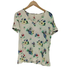 コントワーデコトニエ COMPTOIR DES COTONNIERS シルク レーヨン シワ加工 花柄 ショートスリーブ Vネック カットソー レディース FR：38 のサムネイル