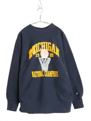 80s ★ チャンピオン リバースウィーブ 3段 カレッジ プリント スウェット メンズ XL 程/ ヴィンテージ トレーナー 裏起毛 紺 大きいサイズ