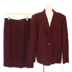 レリアン Leilian セットアップ 上下 テーラードジャケット 総裏地 シングル 3B タイトスカート ひざ丈 総柄 ウール 13+ ボルドー /BM