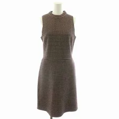 セオリー Theory ワンピース ひざ丈 ノースリーブ 総柄 ウール混 2 M 赤 レッド  黒 ブラック  マルチカラー /MP ■GY11