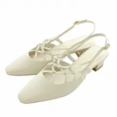 ルタロン Le Talon サンダル フェイクレザー スクエアトゥ ローヒール メッシュ ストラップ M 23.5cm 白 ホワイト /XZ ■GY18