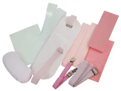 半衿 衿芯2本 腰紐2本 ホワイト/ピンク 帯枕 ウエストベルト 着物ベルト マジックベルト 伊達締め ベルト付前板 着付け小物11点セット 和装小物 [きもの屋　さらさ]