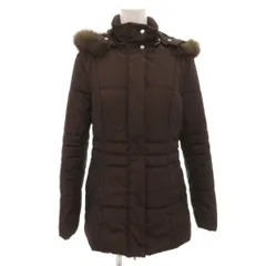 ミッシェルクラン MICHEL KLEIN モッズコート 中綿ジャケット キルティング フード フォックスファー ショート 38 茶 ブラウン /FF