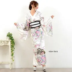 【超激レア】新品未使用 可愛い花柄和装セット 浴衣+帯 白系 着物風 撮影用コスプレ 流行り