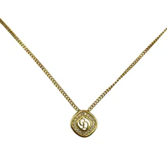 ディオール Dior ネックレス CDロゴ ラインストーン ゴールド レディース