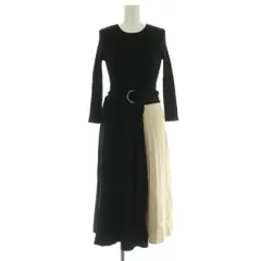 リランドチュール Rirandture リブニットワンピース プリーツ 切替 バイカラー ベルト付 1 ブラック /MY ■OS