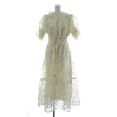 ナイスクラップ NICE CLAUP ワンピース F 白 ホワイト 花柄 半袖 パフスリーブ ロング丈 /PP ■GY58