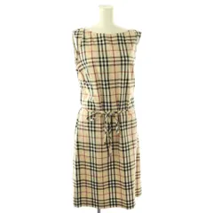 バーバリー ロンドン BURBERRY LONDON ノバチェック ノースリーブ ワンピース ひざ丈 ベージュ /DF ■OS