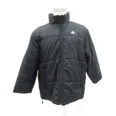 アディダス adidas 中綿ジャケット ミドル丈 L 黒 ブラック スタンドカラー ロゴプリント /HO1 ■GY58
