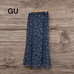 GU フレアロングスカート ペイズリー NAVY ネイビー Mサイズ レディース ジーユー ウエストゴム