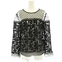 ダイアグラム グレースコンチネンタル Diagram GRACE CONTINENTAL ブラウス シャツ プルオーバー 38 黒 ブラック 長袖 レース 水玉 ドット柄 シアー /HN