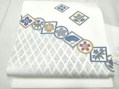 最終 紗絽 手描き 更紗文様 単衣 盛夏 名古屋帯 正絹 お仕立上り 白地