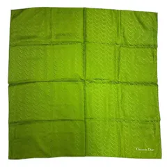 極美品 Christian Dior クリスチャン ディオール スカーフ シルク 総柄 グリーン