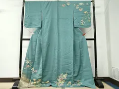 平和屋着物●訪問着　枝花文　金彩　ロング丈　正絹　逸品　CABC6781yc