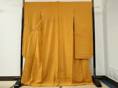 平和屋着物●中国三大刺繍　スワトウ刺繍　総刺繍　振袖　色無地　几帳飛鶴雪輪花文　金茶色　正絹　逸品　CABC6829yc