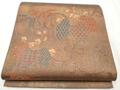 ☆未使用品☆袋帯 鶴 松文様 金糸 赤茶色 礼装用 - メルカリ