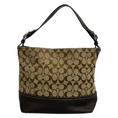 COACH(コーチ) トートバッグ シグネチャー柄 2156 カーキ×ダークブラウン レザー