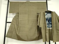 平和屋着物●男性　紬　アンサンブル　霞文　正絹　逸品　DABC3039az