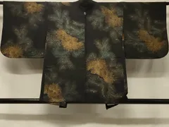 平和屋着物＃羽織　寿光織　枝松文　黒地　金銀糸　正絹　逸品　CABC5042in