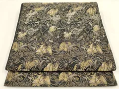 平和屋着物▼全通柄　本袋帯　三十六歌仙図　黒地　金銀糸　正絹　逸品　AABE9986wj