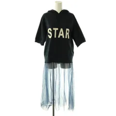 ミュベール muveil チュール付きパーカーワンピース ドッキング シアー 38 ダークネイビー ホワイト /ES ■OS