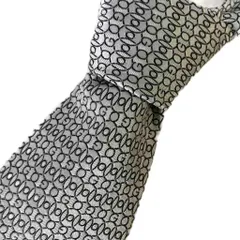 グッチ GUCCI ネクタイ シルク 総柄 シルバーカラー