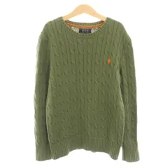 ポロ ラルフローレン POLO RALPH LAUREN ニット セーター クルーネック 長袖 ケーブル編み ポニー刺繍 M 10-12 カーキ RLMWB-GLC23-S /YT