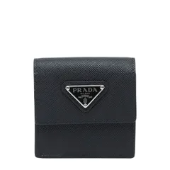プラダ 三角ロゴプレート 小物入れ ポーチ アクセサリーポーチ ブラック サフィアーノレザー レディース PRADA【1-0252230】
