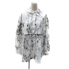 ジーナシス JEANASIS シャツ ブラウス 長袖 ショート丈 2WAY 総柄 オーバーサイズ F 白 ホワイト /SY15 ■GY53