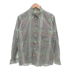 クロコダイル CROCODILE ボタンダウンシャツ BD L 緑 グリーン 白 ホワイト チェック柄 長袖 /NU ■GY60